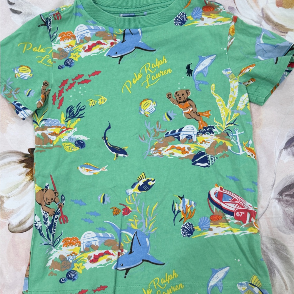 Polo by Ralph Lauren Green Tee with Blue and Yellow Accents